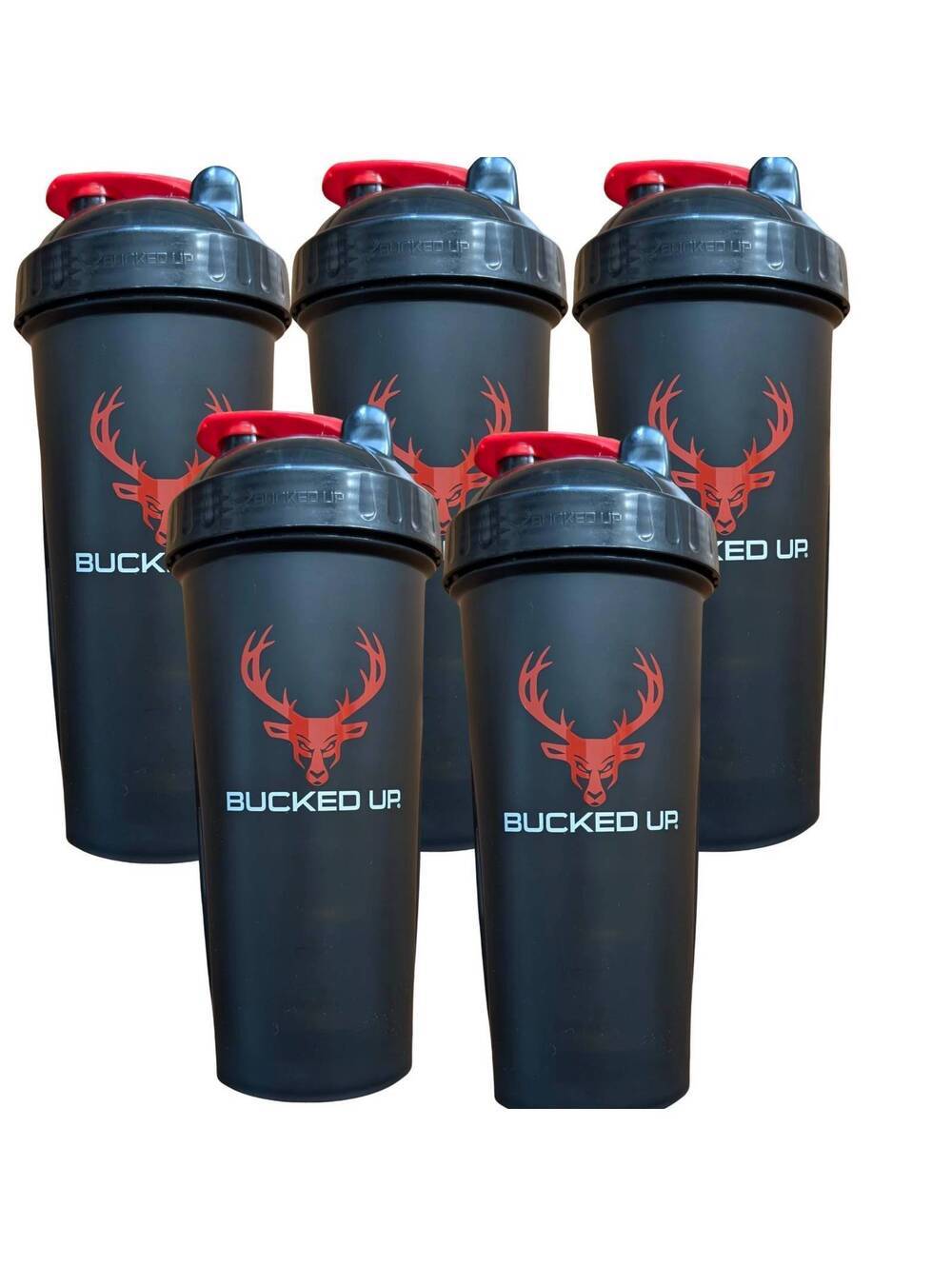Bucked Up Perfect Shaker Bottle 28 oz BPA Free Leak Proof Black 5 Pack